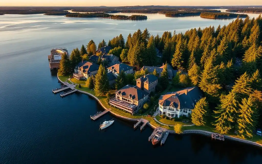 Luxury waterfront homes in Medina, Washington on Lake Washington