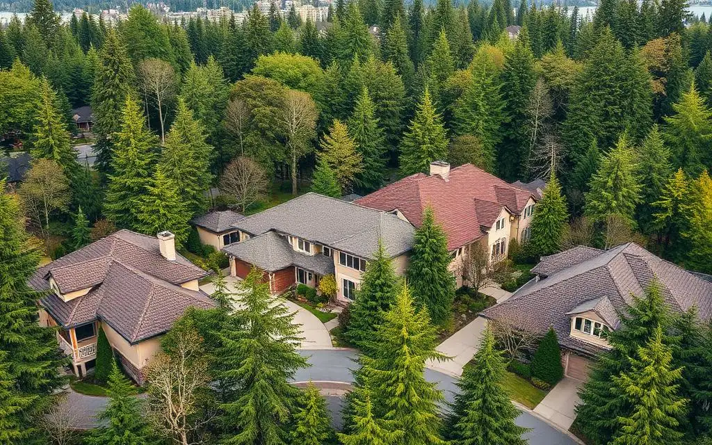 Luxury wooded homes on Mercer Island, Washington