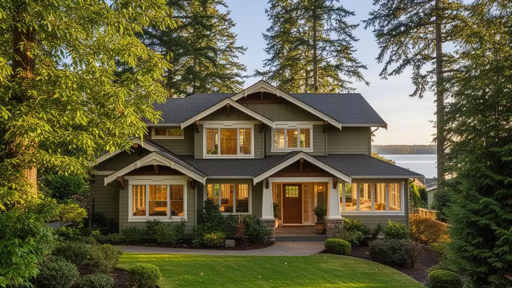 Beautiful craftsman home in Shoreline, Washington near Richmond Beach with Pacific Northwest forested backdrop