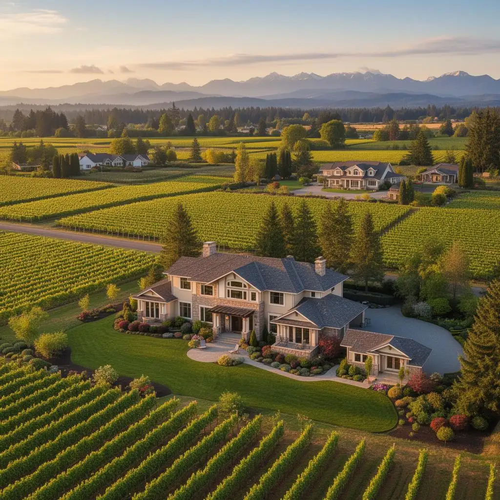 Luxury estate home surrounded by vineyards in Woodinville, Washington wine country